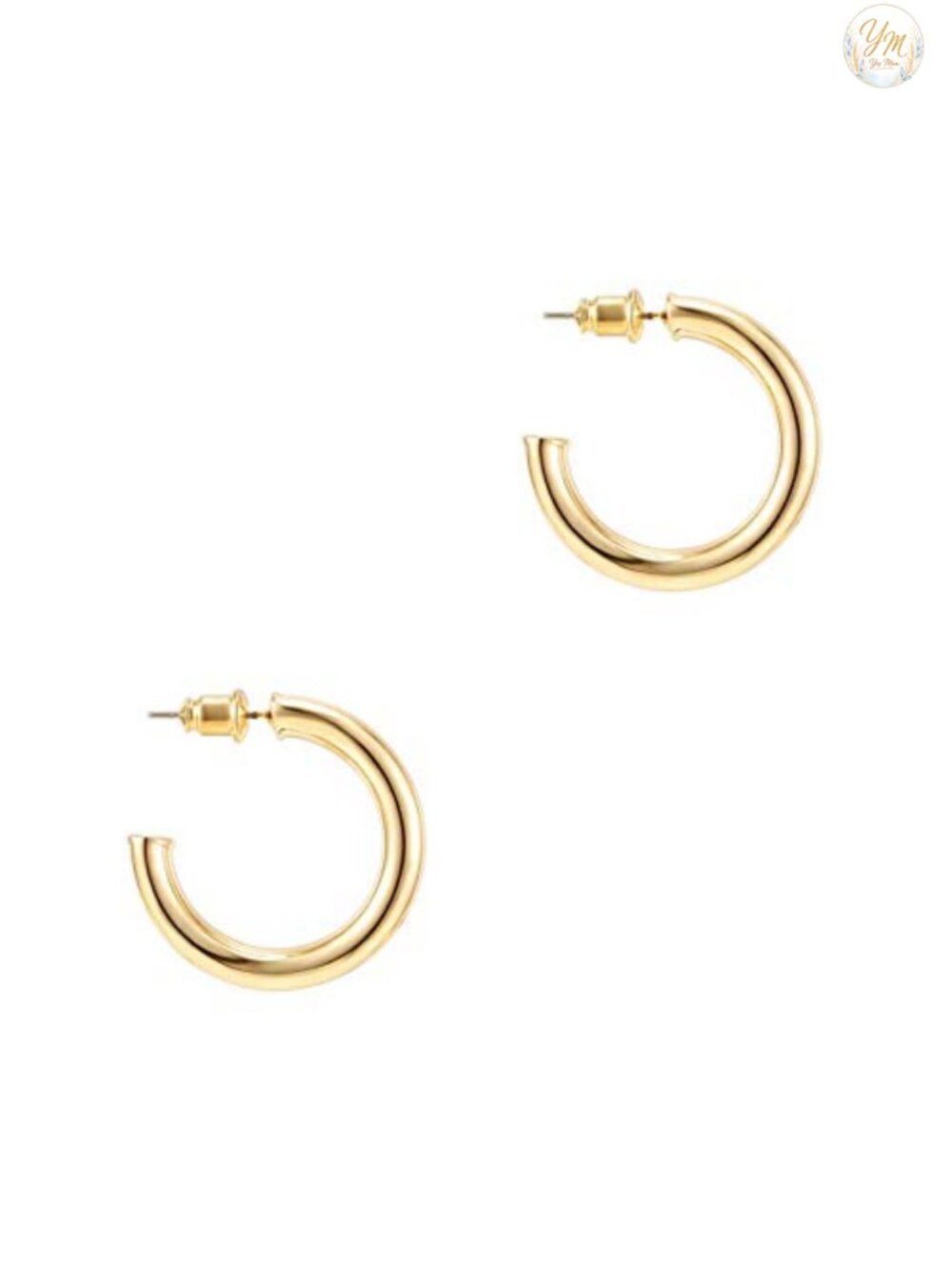 14K Gold Plated Lightweight Hoop Earrings Women Infinity Hoops 30mm